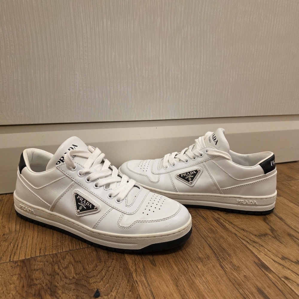 💯 Authentic Prada White and Black Leather Sneakers - Picture 15 of 15